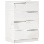 Modern and Minimal 4 Drawer Chest of Drawers in Wood, 60x40x85 cm, Glossy White