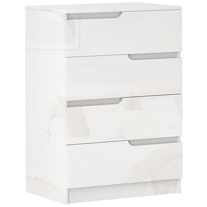 Modern and Minimal 4 Drawer Chest of Drawers in Wood, 60x40x85 cm, Glossy White