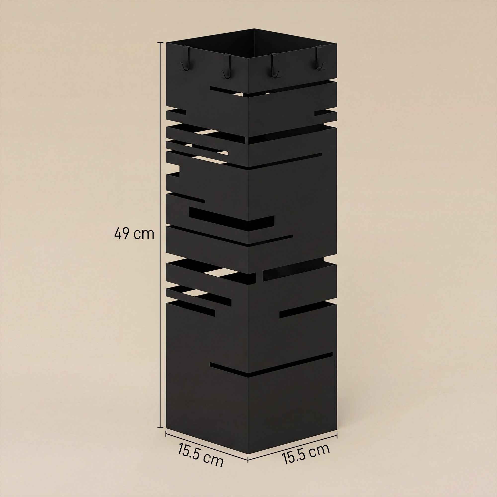 HOMCOM Freestanding Square Metal Umbrella Stand for Entryway, Black