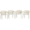 Set of 4 Stackable Garden Chairs in PP with Modern Design with Armrests 60x56x75 cm, White