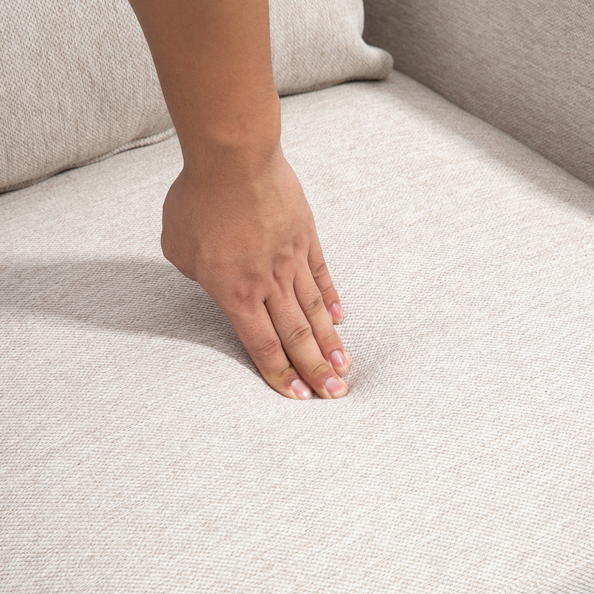 Homcom Modern Furnishing Armchair With Extra Cushion, In Line Effect and Steel Fabric, 73x81x82 cm, Cream White - Borgè