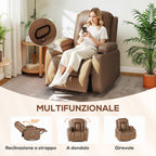 Reclining Massage Chair with Heated Faux Leather and 8 Massage Points, Brown