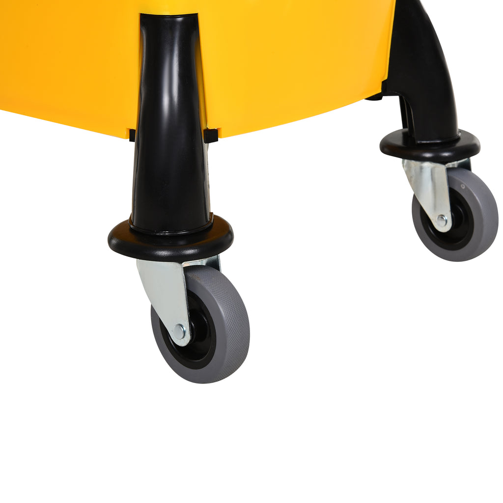 Professional Floor Mop Bucket with Manual Wringer, 4 Wheels and Metal Handle, Yellow