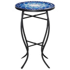 Round Mosaic Metal Garden Coffee Table with Ceramic Top, Ф35.5x53.5cm - Borge' Group Limited
