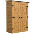 Outsunny Brown Wooden Shed, Tool Storage with 2 Shelves