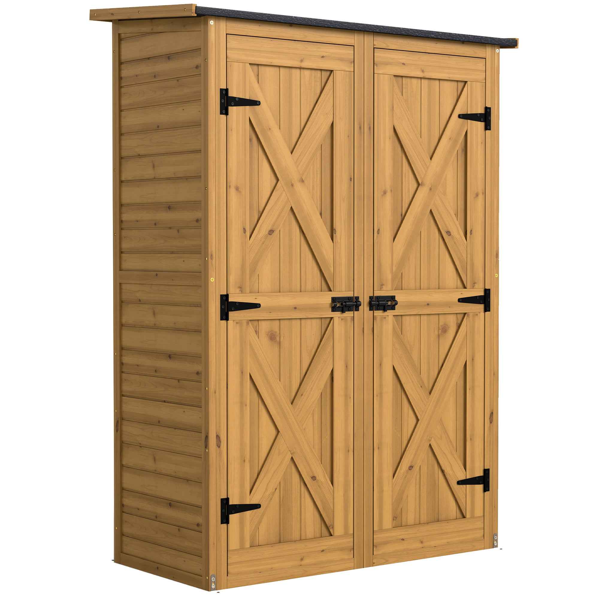 Outsunny Brown Wooden Shed, Tool Storage with 2 Shelves