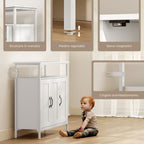 Kitchen Sideboard with Open Shelf and 2 Cabinets, Wood and Steel, 100x35x88 cm, White