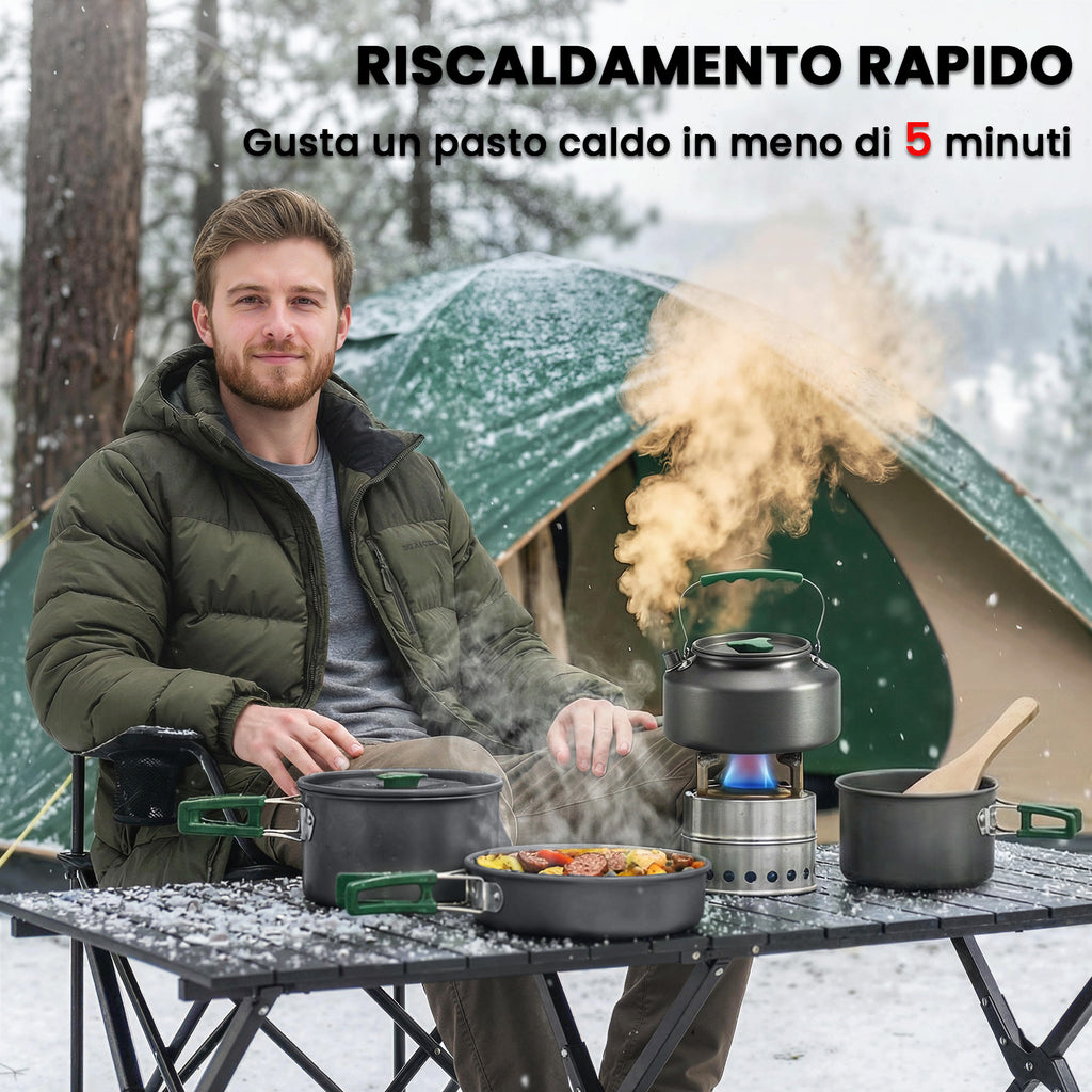 Outsunny Camping Cookware Set for 4-5 People, Aluminum Camping Kitchen, Gray