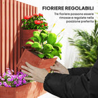 Outsunny Vertical Slatted Planter with 3 Removable Pots, in Fir Wood, 60x16x80 cm, Brown