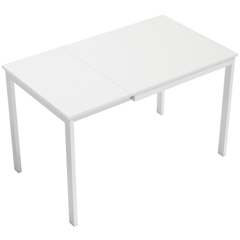Space-Saving Rectangular Extendable Dining Table, 80-120cm, White