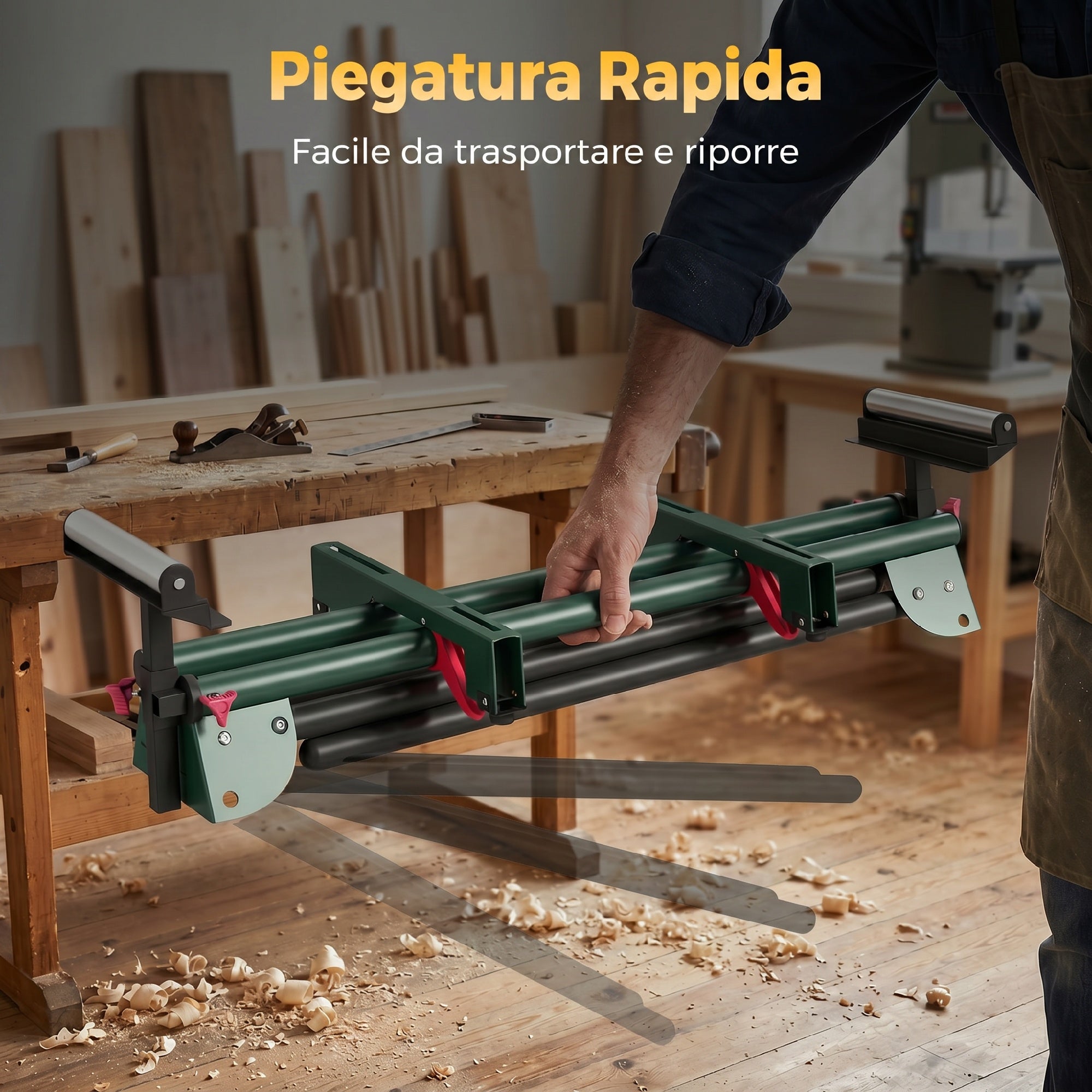 HOMCOM Mitre Saw Stand with Adjustable Arms, Folding Legs, Adjustable Height, 150 kg Capacity, Green