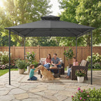 Outsunny Garden Gazebo Outdoor Gazebo Double Roof 3x3 m Dark Grey