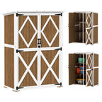 Garden Shed in Fir Wood with 2 Shelves and 2 Doors, 116.5x57x159/167 cm, Brown and White