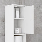 kleankin Bathroom Cabinet with Drawer, 2 Cabinets and 4 Open Shelves, Wooden, 20x20x180 cm, White