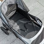 Large Dog Stroller Foldable with Mesh Windows, Cushion and Leashes, 124x67x100 cm, Grey