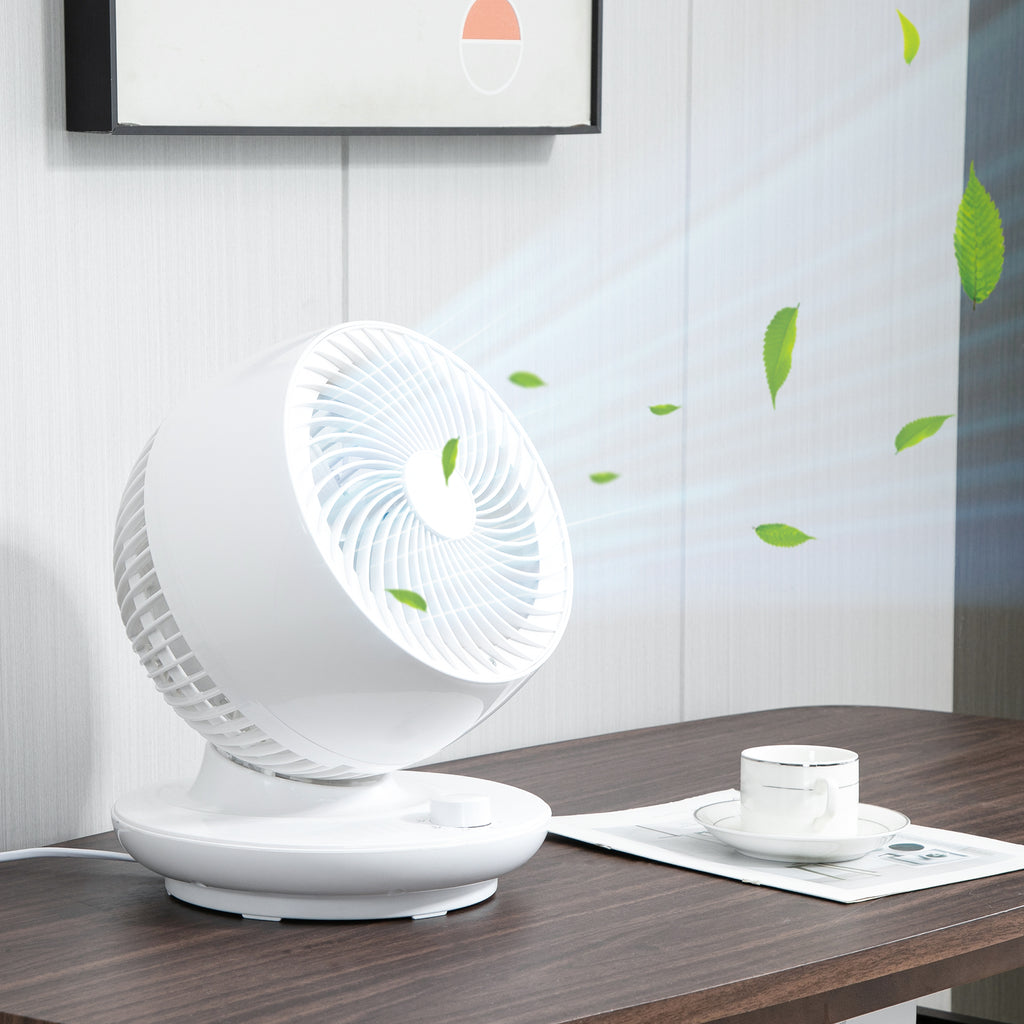 3-Speed Table Fan, 70° Oscillation and 90° Tilt, 27x27x34cm, Black and White