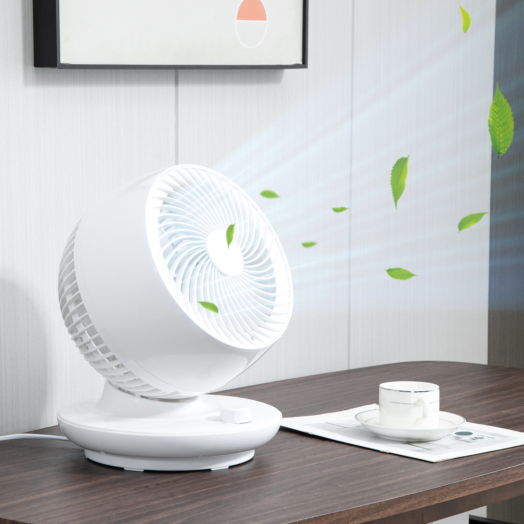 3-Speed Table Fan, 70° Oscillation and 90° Tilt, 27x27x34cm, Black and White