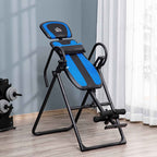 HOMCOM Folding Gravity Inversion Table with Adjustable Length (140-203cm) and Wheels, Black and Blue