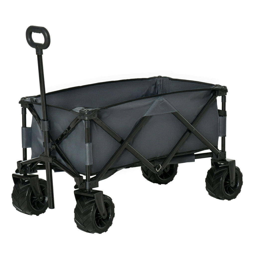 Outsunny Garden Trolley max load 70kg with Telescopic Handle, in Metal and Oxford Fabric, 108x55 cm, Gray - Borgè