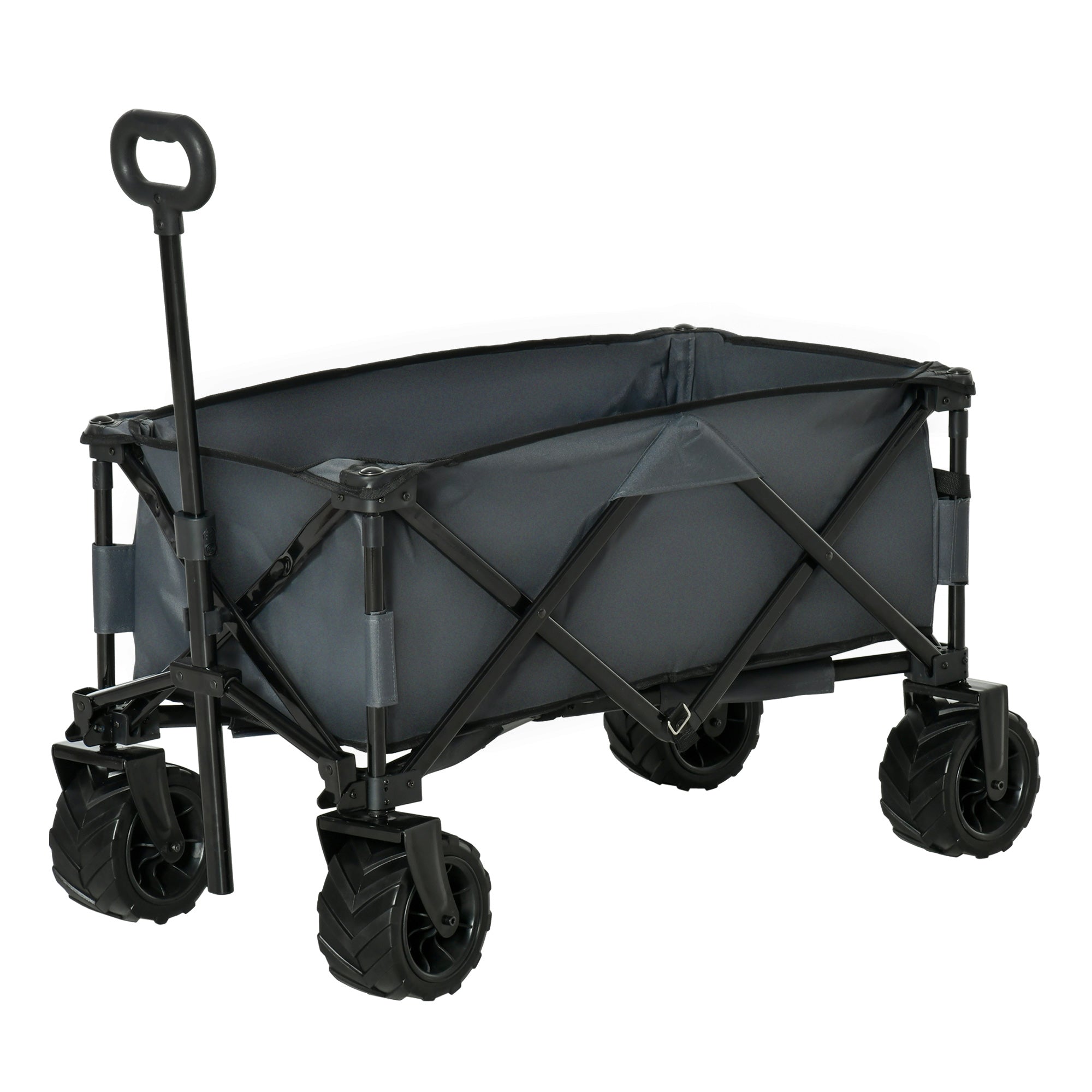 Outsunny Garden Trolley max load 70kg with Telescopic Handle, in Metal and Oxford Fabric, 108x55 cm, Gray - Borgè