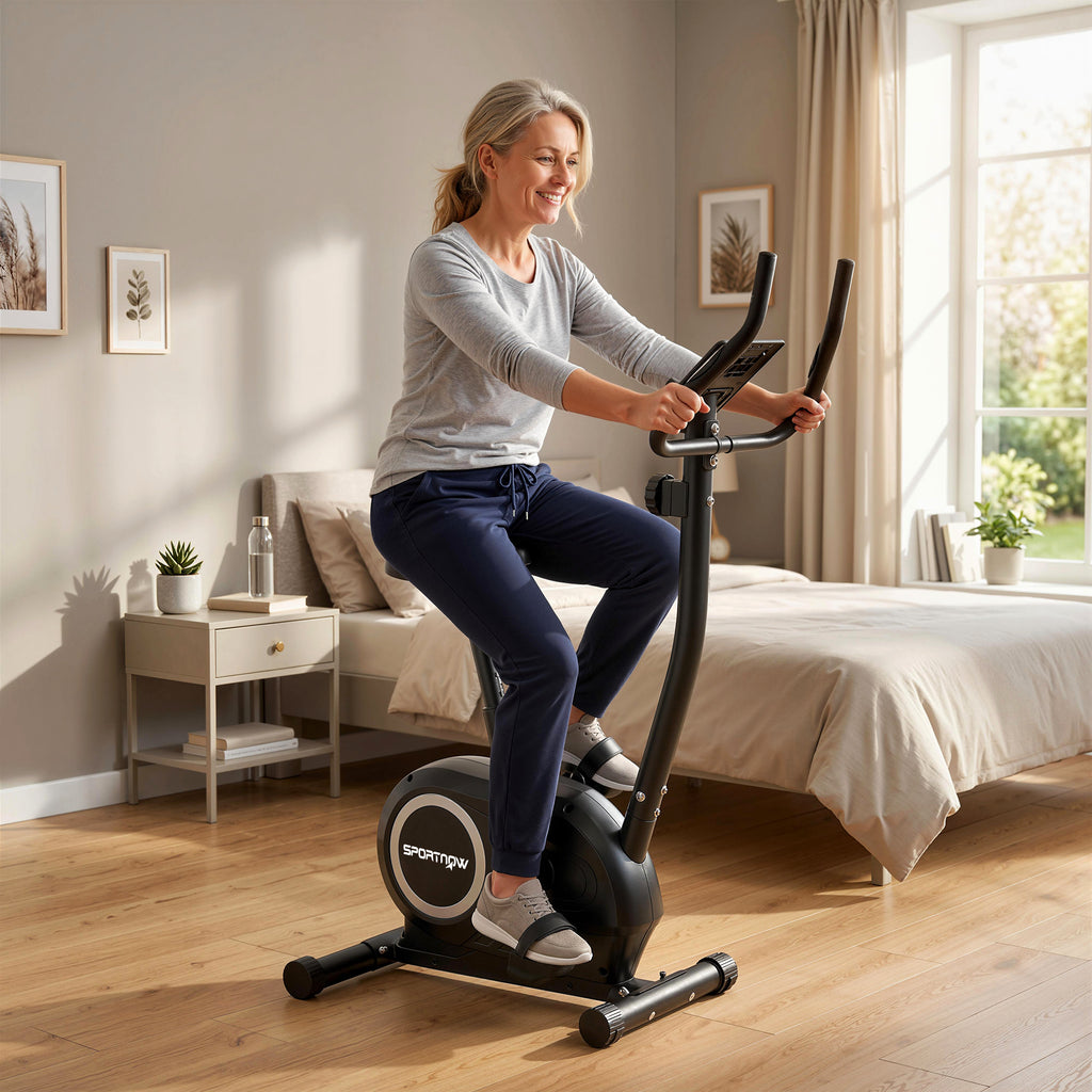 SPORTNOW Bluetooth Exercise Bike, App, Silent, 8 Levels of Magnetic Resistance for Home.