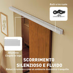 Sliding Door 90x210 cm, Wardrobe Assembly Kit, Track, Brown Wood Effect