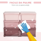 6-Drawer Children's Dresser with Rounded Edges, Pink PP, 75 x 37 x 56.5 cm