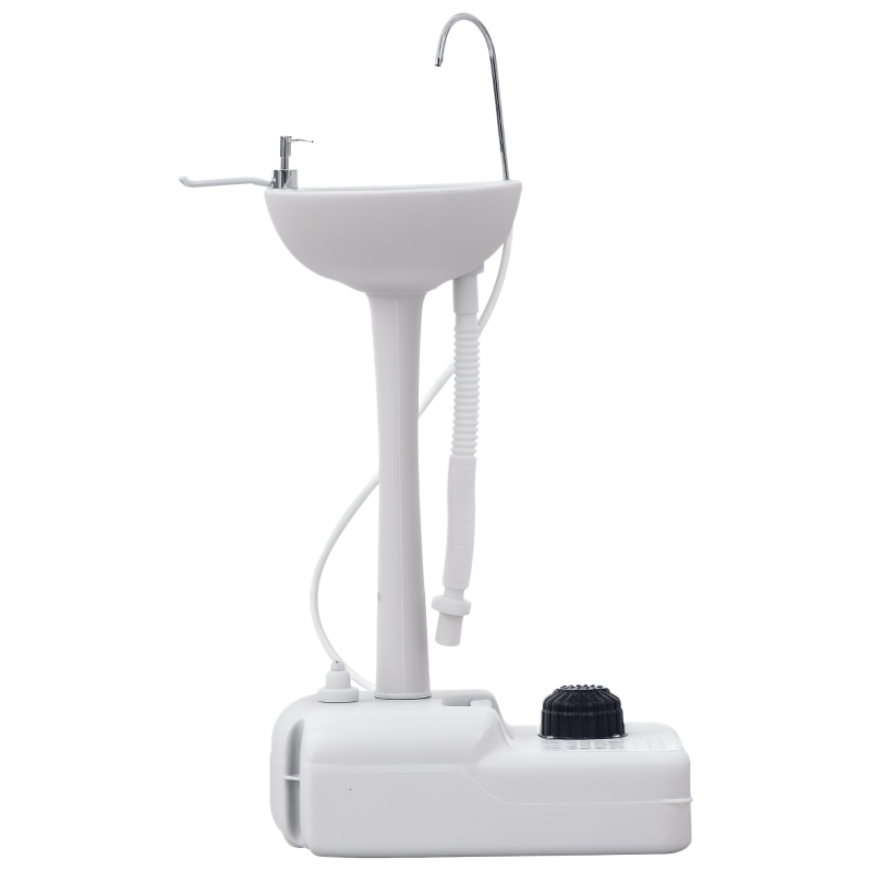 Portable Camping Sink with 2 Wheels, 17L Water Tank and 2.5L Soap Tank, 51x33.5x103cm - Borge' Group Limited