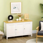 HOMCOM Storage Unit with 2 Cabinets and 2 Adjustable Shelves at 3 Heights, 120x40x70 cm, White and Wood Color