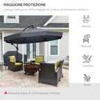 Garden Umbrella 3x3 m with Mosquito Net, Crank Opening and Cross Base, Dark Grey