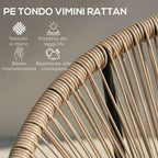 Outsunny Set of 2 Acapulco Chairs in PE Rattan with Triangular Steel Structure, 72x68x81 cm, Wood Color