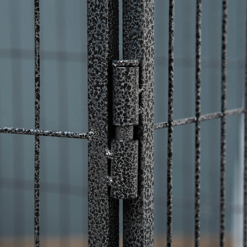 Metal Dog Kennel with Door and Bottom Tray, 109x74x71cm, Grey - Borge' Group Limited