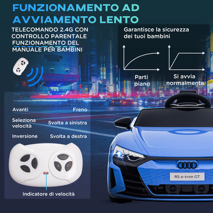 Audi Electric Car for Children 3-5 Years with Remote Control, Suspension and Horn, 103x58x41 cm, Blue and Black