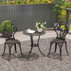 Outsunny 3-Piece Outdoor Set with 2 Garden Chairs and Round Table with Umbrella Hole, Bronze