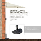 Semicircular Umbrella with Crank, 20 LED Lights and Solar Panel, 265x135x240 cm, Beige