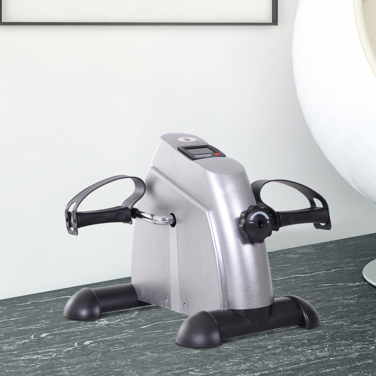 HOMCOM Mini Portable Exercise Bike for Legs and Arms, Rehabilitation Pedal Exerciser with LCD Display, Silver