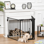 PawHut 3-Panel Folding Dog Gate for Small and Medium Size Dogs, 180x3x74.5 cm, Black - Borgè
