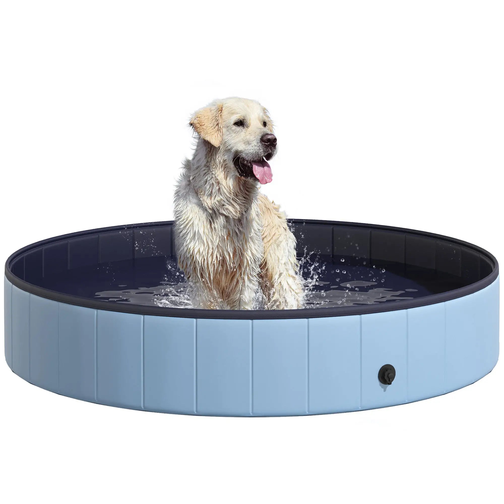 Portable Folding Dog Bathtub Pool Pet Bath Tub in PVC Blue Φ160 x 30cm