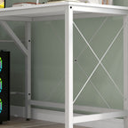 L-Shaped Corner Desk with Adjustable Feet, Wood and Steel, 150x150x76 cm, White