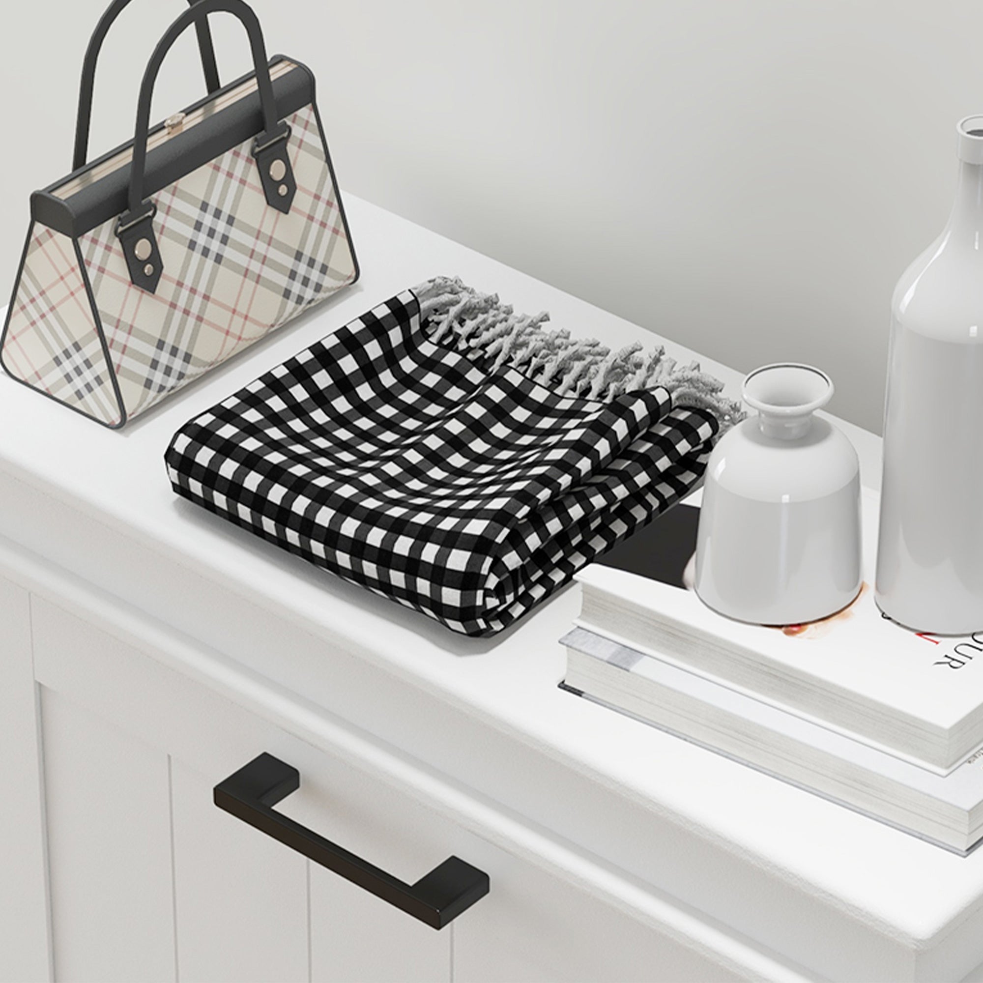 Modern Shoe Rack with 3 Tilting Drawers for 15 Pairs of Shoes and Adjustable Shelf, 54x24x117.5cm, White