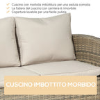 Garden Furniture Set 6 Piece Rattan Garden Furniture Set with Sofas, Armchairs and Storage Tables, Beige - Borge' Group Limited
