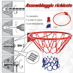Wall-Mounted Iron Basketball Hoop with Nylon Net for Indoor and Outdoor Use, Φ46cm
