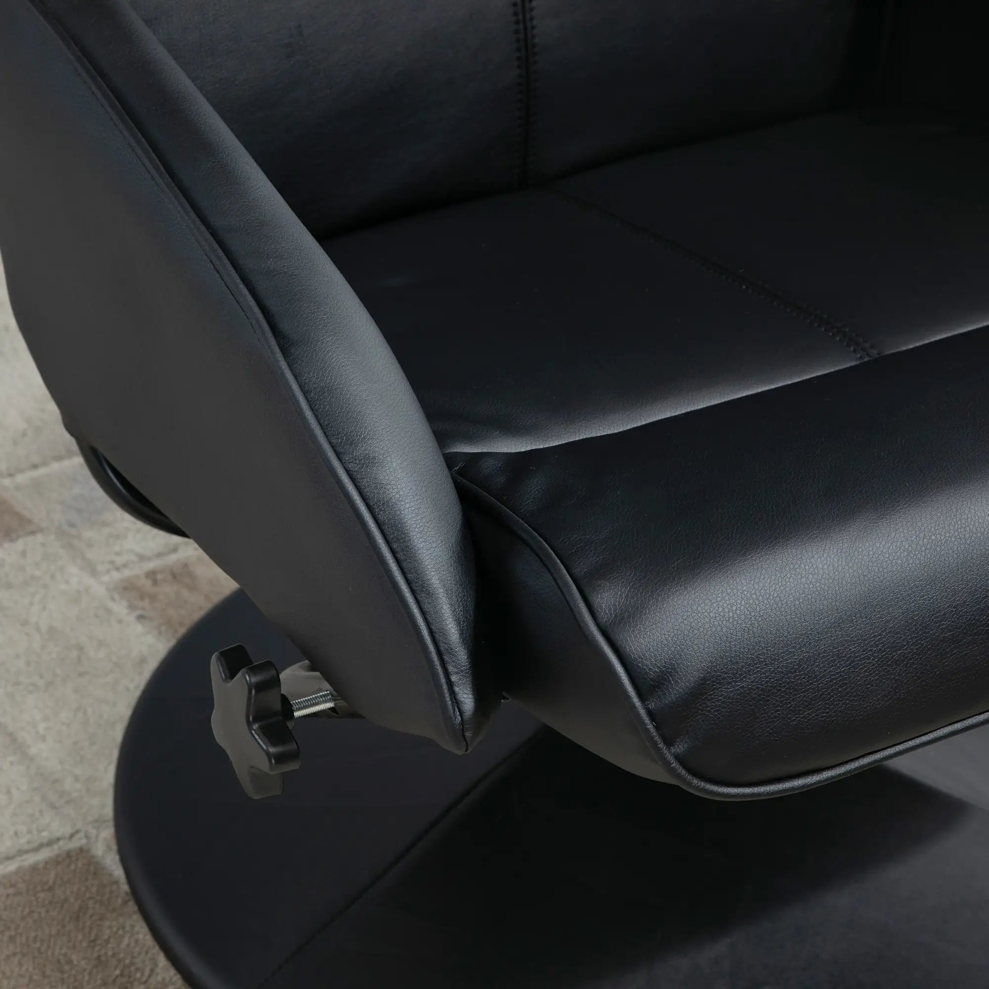RELAX | Reclining Relax Chair with Matching Footstool and Faux Leather Upholstery, Black