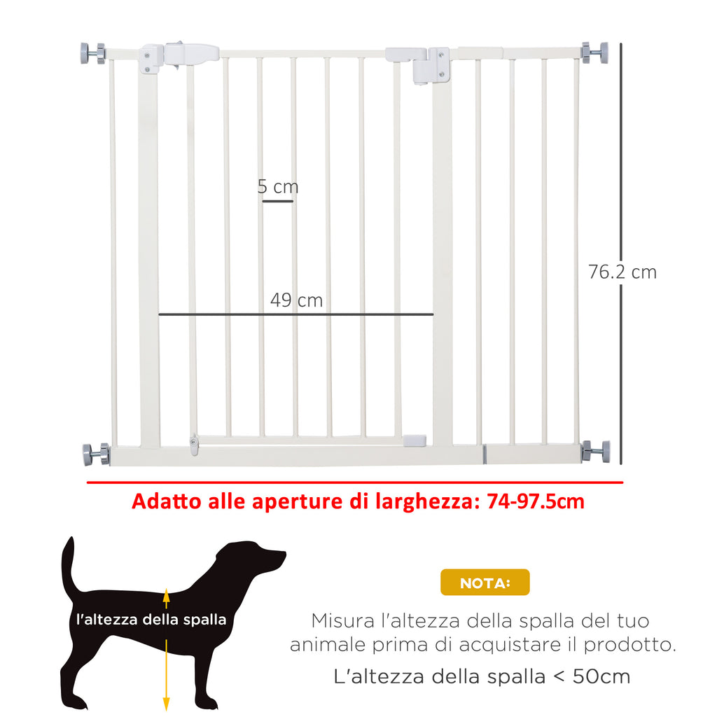 Push-On, Self-Closing Extendable Dog Gate, 30" Tall, White
