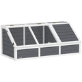 Bottomless Land Turtle House, in Fir Wood and Galvanized Steel, 120x55x50H cm, Gray and White