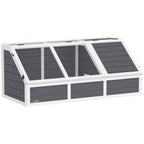 Bottomless Land Turtle House, in Fir Wood and Galvanized Steel, 120x55x50H cm, Gray and White