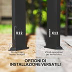 Gazebo Pergola Retractable 3x3 m with Roller Blind and Drainage Holes, in Steel and Polyester Dark Grey