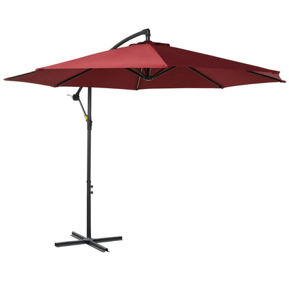 Outdoor Umbrella 3x2.5 m Off-center Dark Red, in Anti-UV Polyester and Steel with Crank