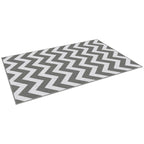 Reversible Outdoor Rug with Geometric Pattern, 121x182 cm, Grey and White