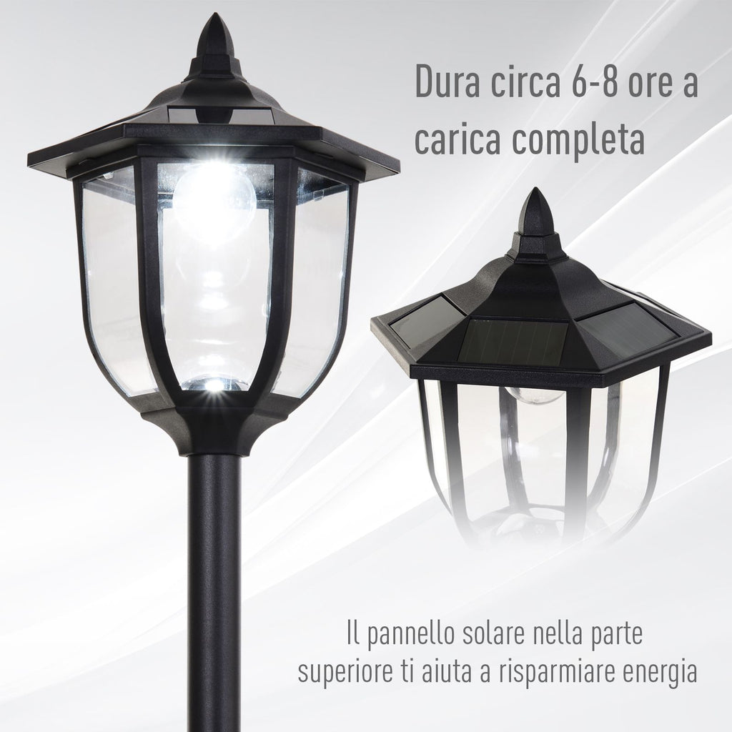 Outdoor street lamp with 6 LED lights and solar panels, waterproof, automatic switch-on, duration 6 hours, height 177cm - Borgè